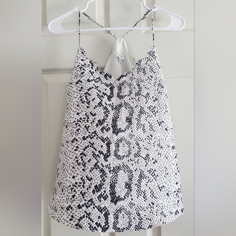 J.Crew Factory Women's Lined Cami Tank Top Scalloped  Snakeskin Print Size 6